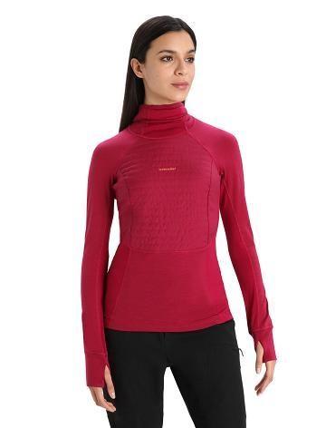 Icebreaker ZoneKnit™ Merino Insulated Long Sleeve Hoodie Naisten Base Layers Pinkki | FI 1884OKIR